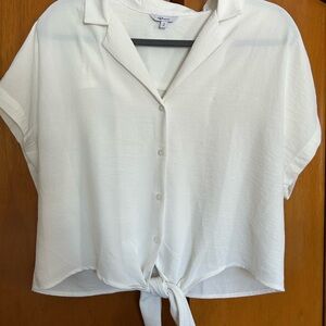 Apt. 9 Cream Button-Down Tie Front Shirt